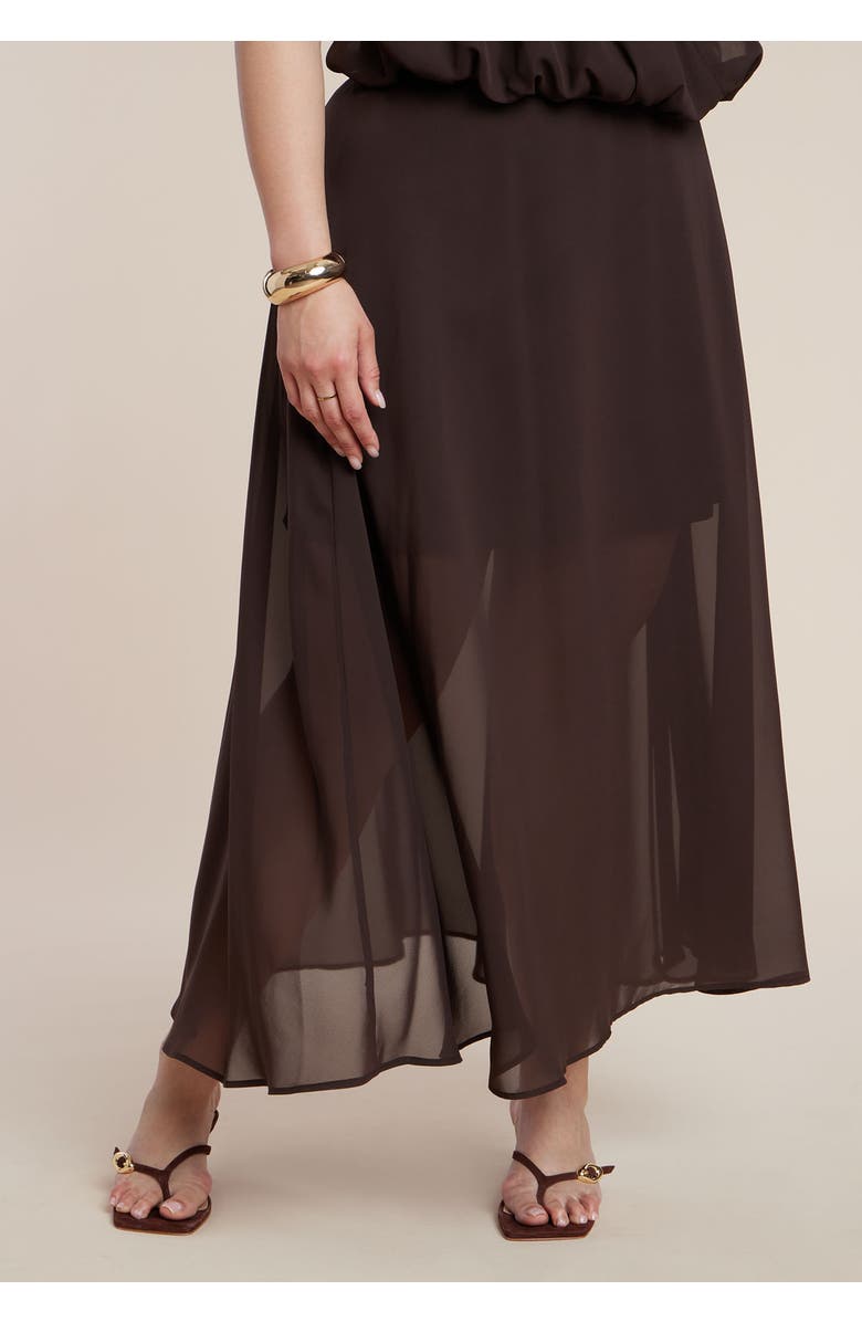 ELOQUII Semi-Sheer Chiffon Circle Skirt, Alternate, color, Chicory Coffee