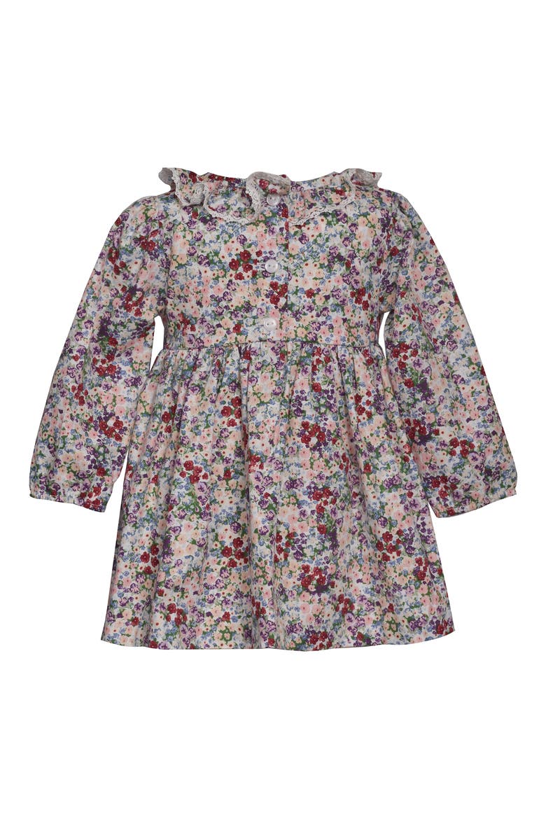 Ditsy Floral Smocked Party Dress, Alternate, color, PLUM MULTI