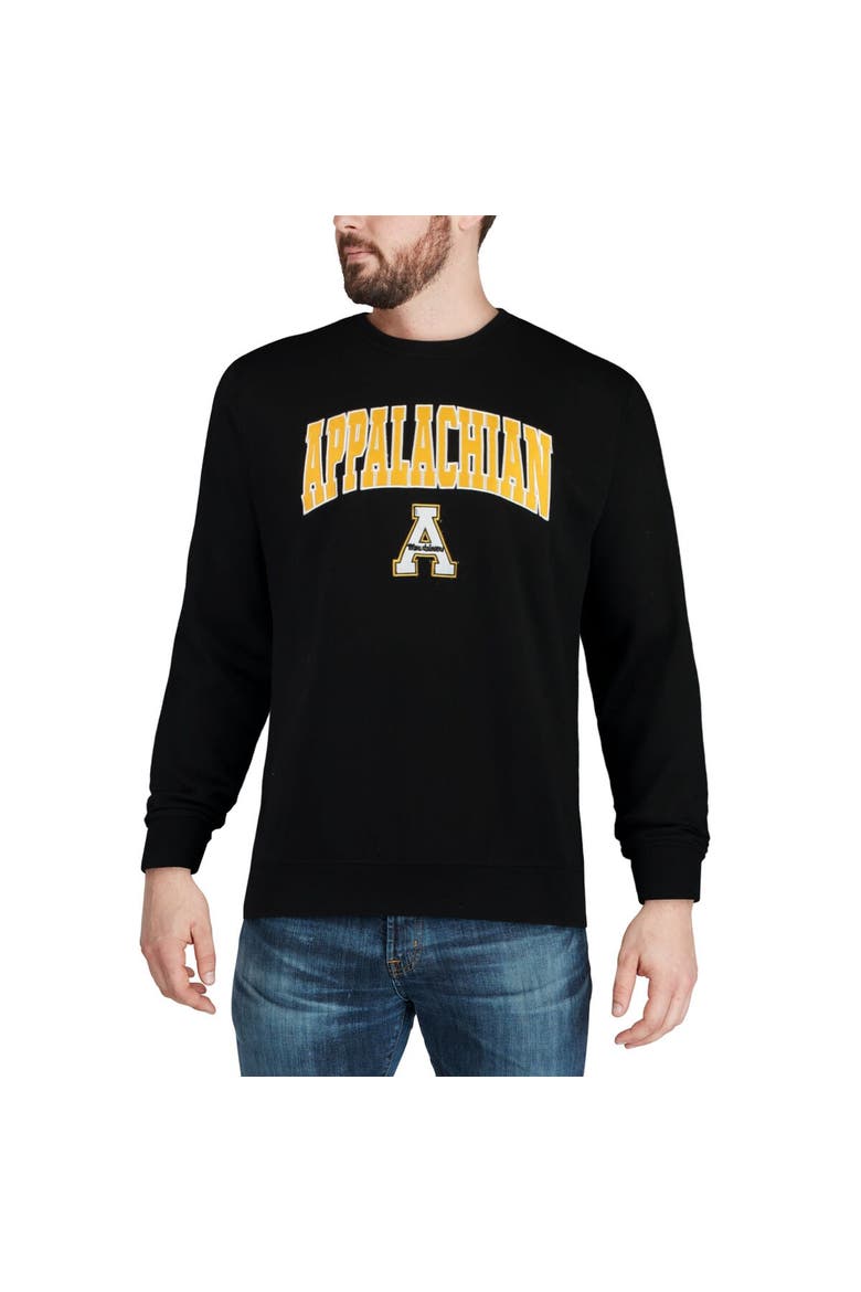 Men's Colosseum Black Appalachian State Mountaineers Arch & Logo Crew Neck Sweatshirt, Alternate, color, Black