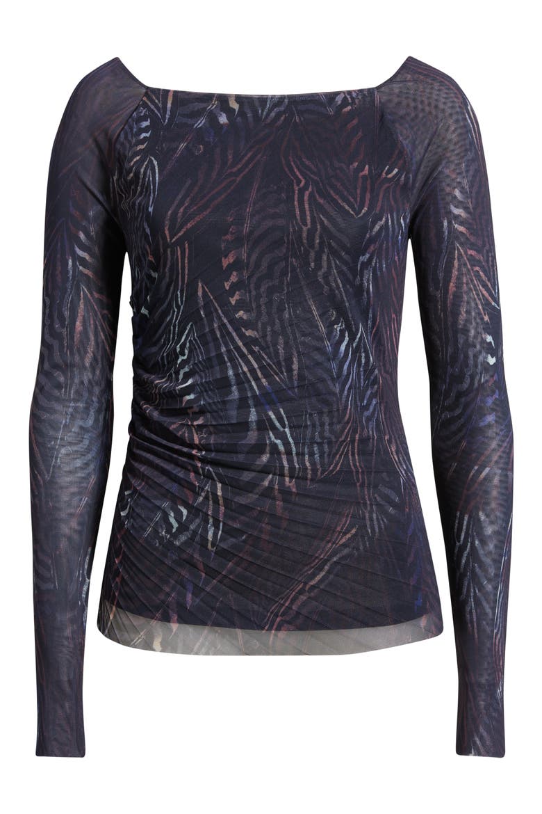 Essuna Print Pleated Top, Alternate, color, FEATHER MULTI FANTASY