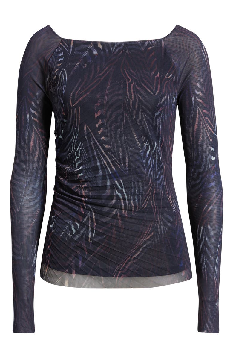 BOSS Essuna Print Pleated Top, Alternate, color, Feather Multi Fantasy