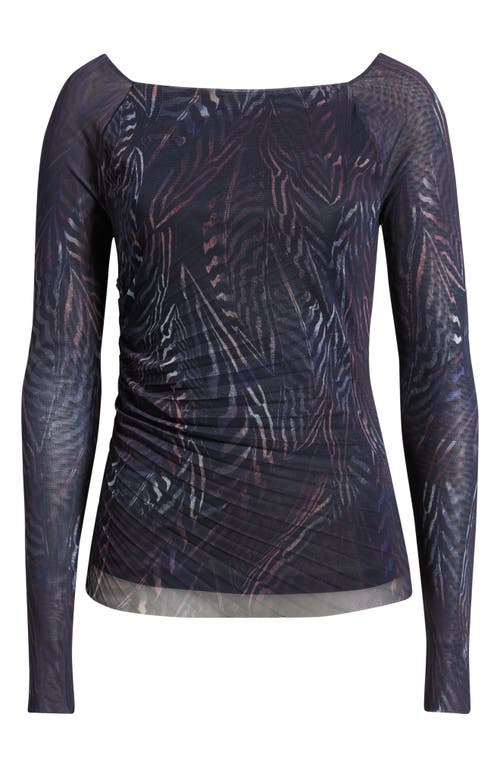 Hugo Boss Boss Essuna Print Pleated Top In Blue