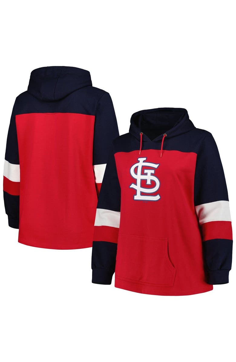 PROFILE Women's Red St. Louis Cardinals Plus Size Colorblock Pullover Hoodie, Main, color, Red