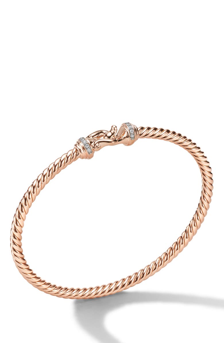 David Yurman Diamond Buckle Bangle, Alternate, color, Rose Gold