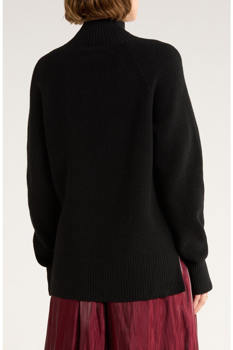 Raglan Sleeve Mock Neck Sweater, Alternate, color, BLACK