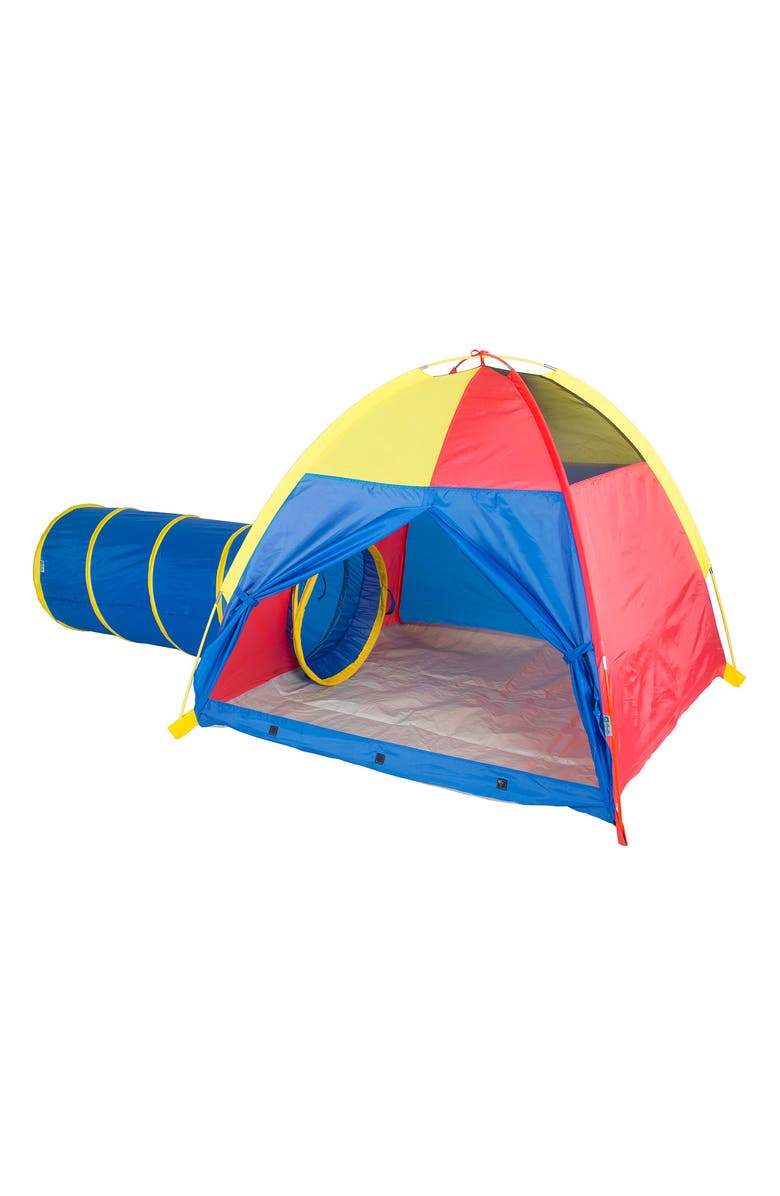 Pacific Play Tents Hide Me Play Tent with Tunnel, Alternate, color, Blue Red Yellow
