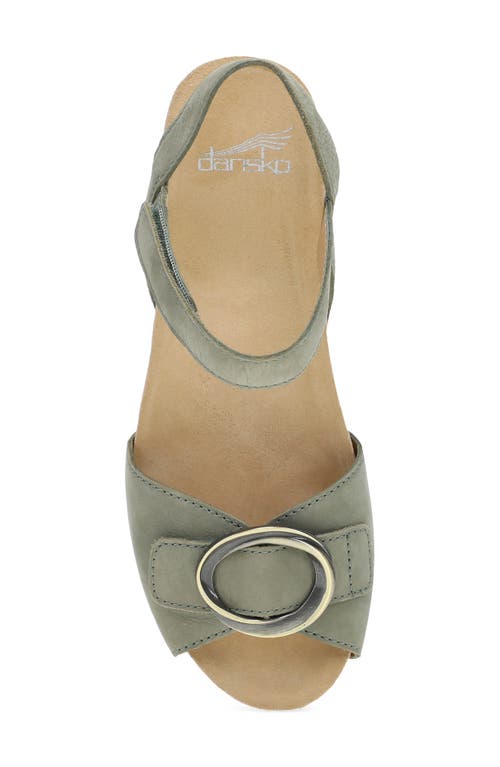 Dansko Stella Ankle Strap Platform Wedge Sandal In Sage Milled Nubuck