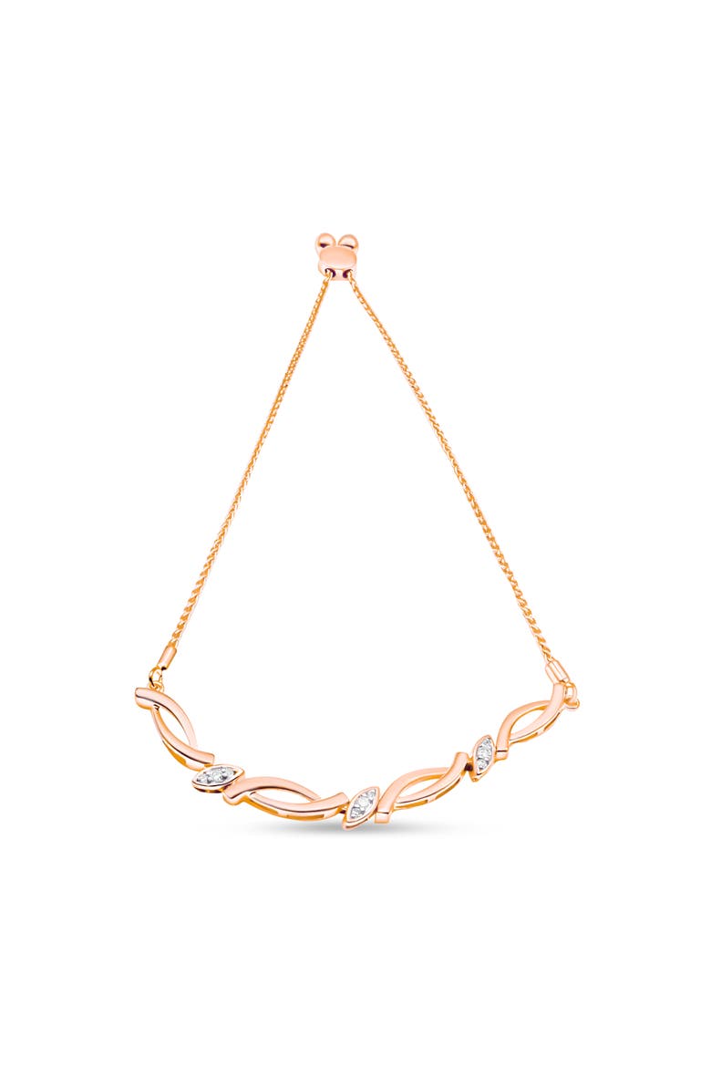 Silver Diamond Accent Alternating Swirl link Bolo Bracelet, Alternate, color, Rose Gold over Silver