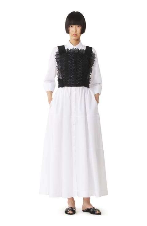 White Cotton Poplin Shirt Dress