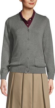 Lands' End School Uniform Cotton Modal Button Front Cardigan Sweater