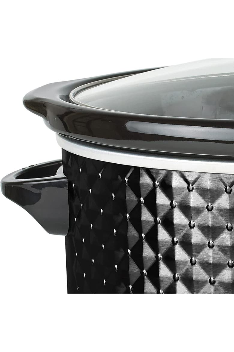 3.5QT Diamond Pattern Slow Cooker, Alternate, color, Black