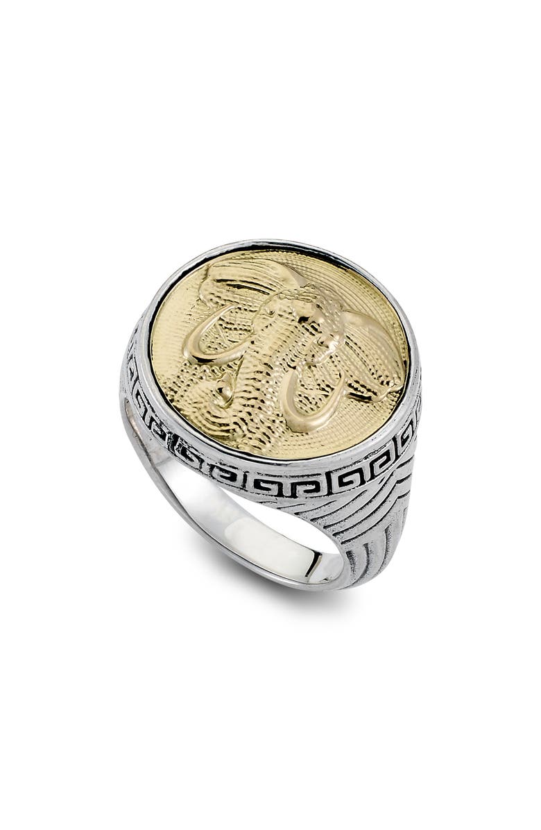 SAMUEL B. Elephant Signet Ring, Main, color, Silver And Gold
