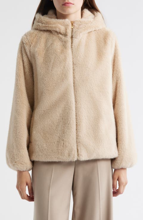 【ORDES】 FAUX FUR JACKET - BEGIE Beige Faux Fur Jacket