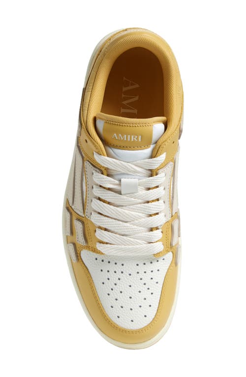 Amiri Yellow Debossed Ma Quad Skel Top Low Sneakers In Champagne