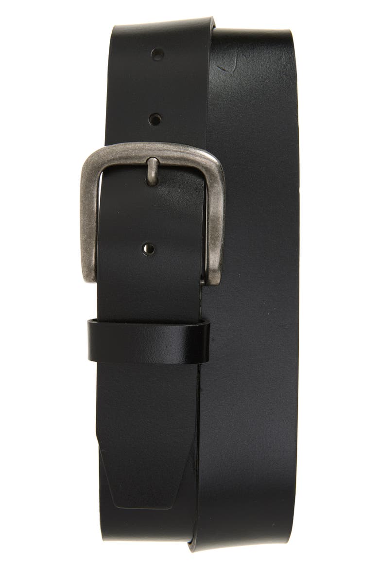 Ezra Rugged Leather Belt, Main, color, BLACK