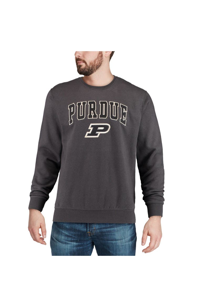 Men's Colosseum Charcoal Purdue Boilermakers Arch & Logo Crew Neck Sweatshirt, Alternate, color, Charcoal