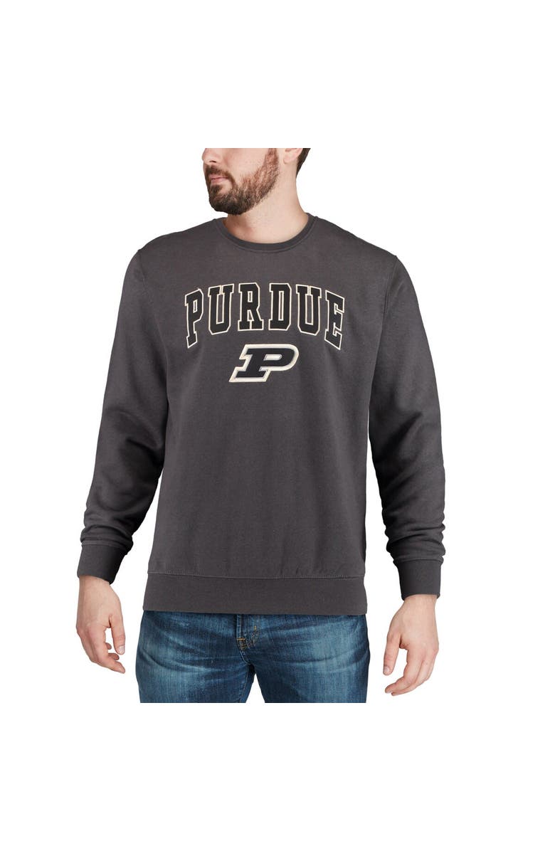 COLOSSEUM Men's Colosseum Charcoal Purdue Boilermakers Arch & Logo Crew Neck Sweatshirt, Alternate, color, Charcoal