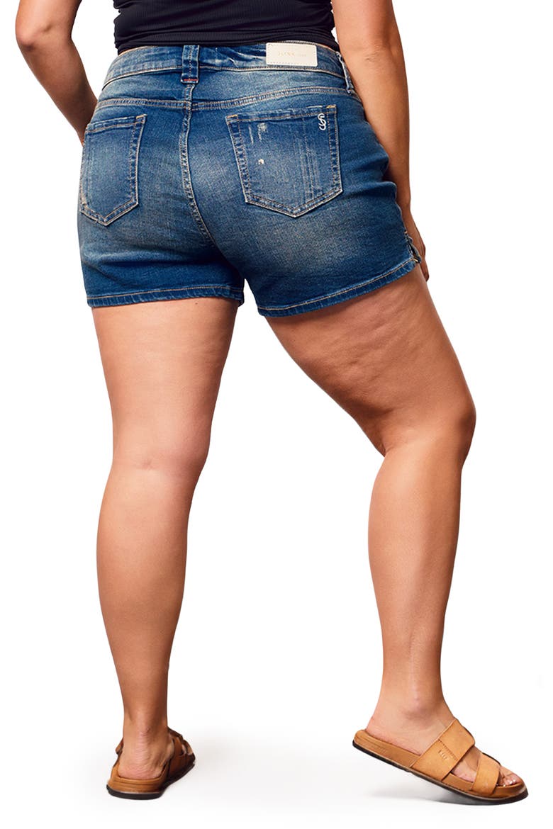 Side Ven Stretch Denim Shorts, Alternate, color, ELLA