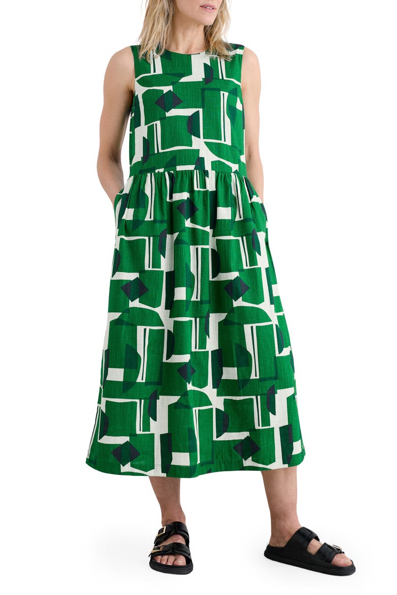 Brouse Geo Print Sleeveless A-Line Dress, Main, color, PAPER FORMS ISLAND