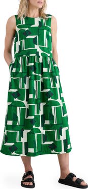 Seasalt Cornwall Brouse Geo Print Sleeveless A-Line Dress