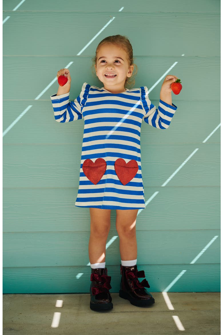 Kids' Fidget Pocket Long Sleeve Dress, Alternate, color, BLUE