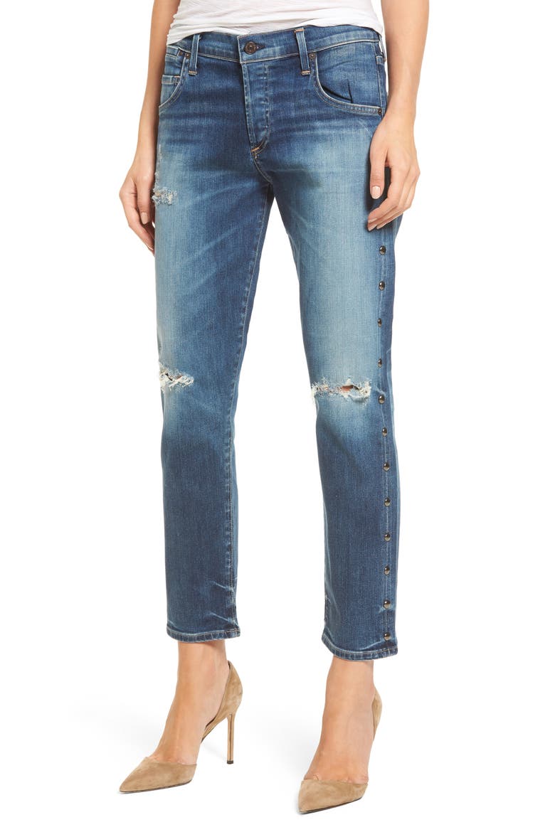 Emerson Slim Boyfriend Jeans, Main, color, STUDDED STETSON