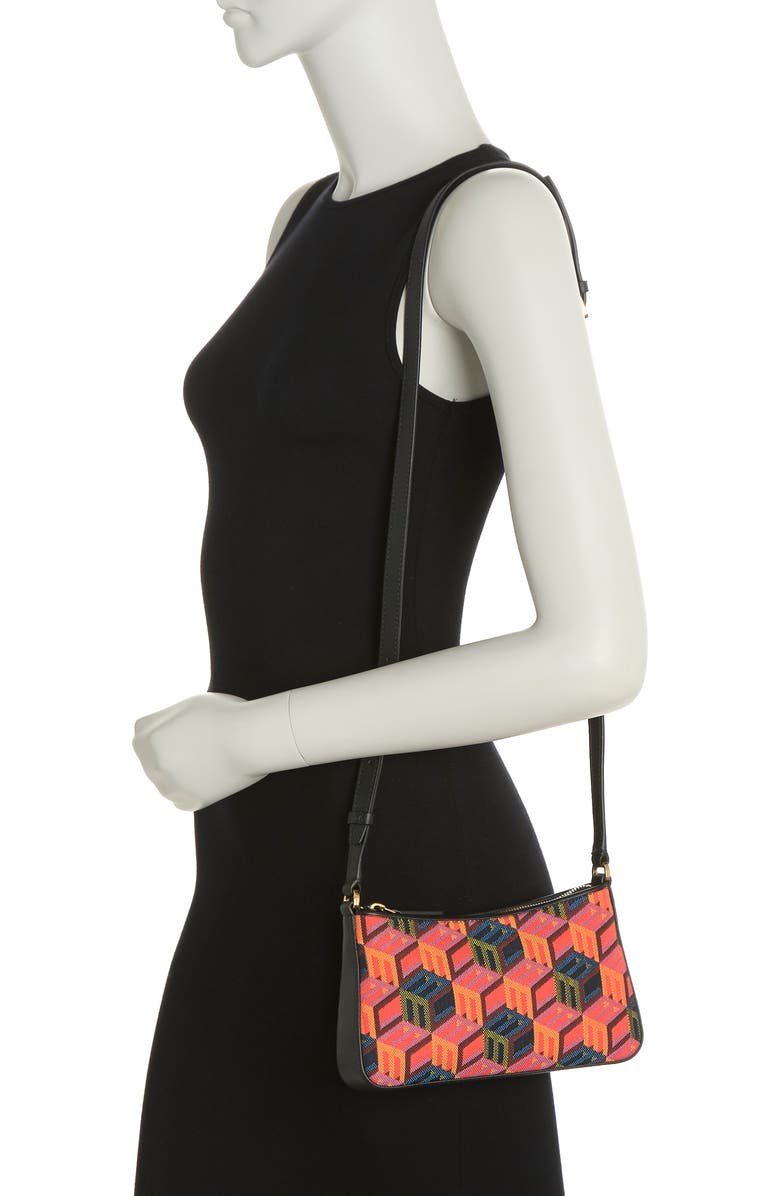 MCM Cubic Logo Jacquard Shoulder Mini Bag, Alternate, color,