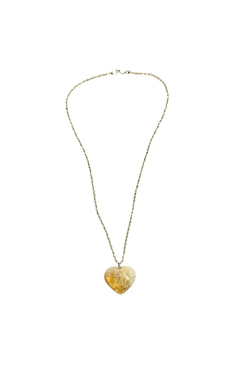 MADISON BEVERLY HILLS Sun-Drenched Citrine Artisanal Heart Statement Necklace, Alternate, color, Yellow