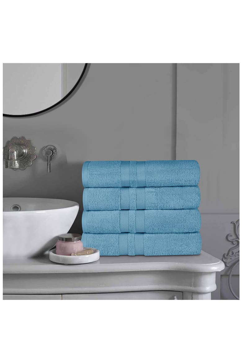 4-Piece Turkish Cotton Bath Towels, Alternate, color, DENIM BLUE