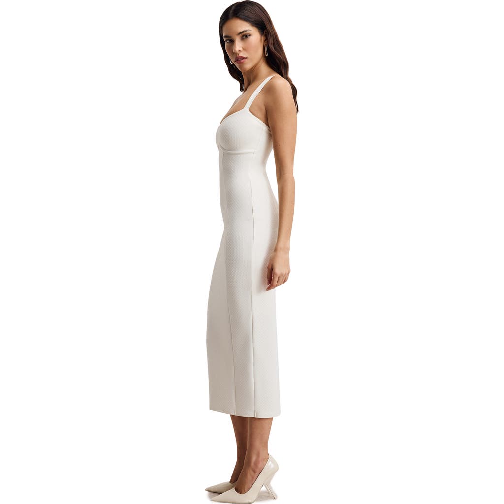 GOOD AMERICAN GOOD AMERICAN CRYSTAL EMBELLISHED SCUBA KNIT MIDI DRESS