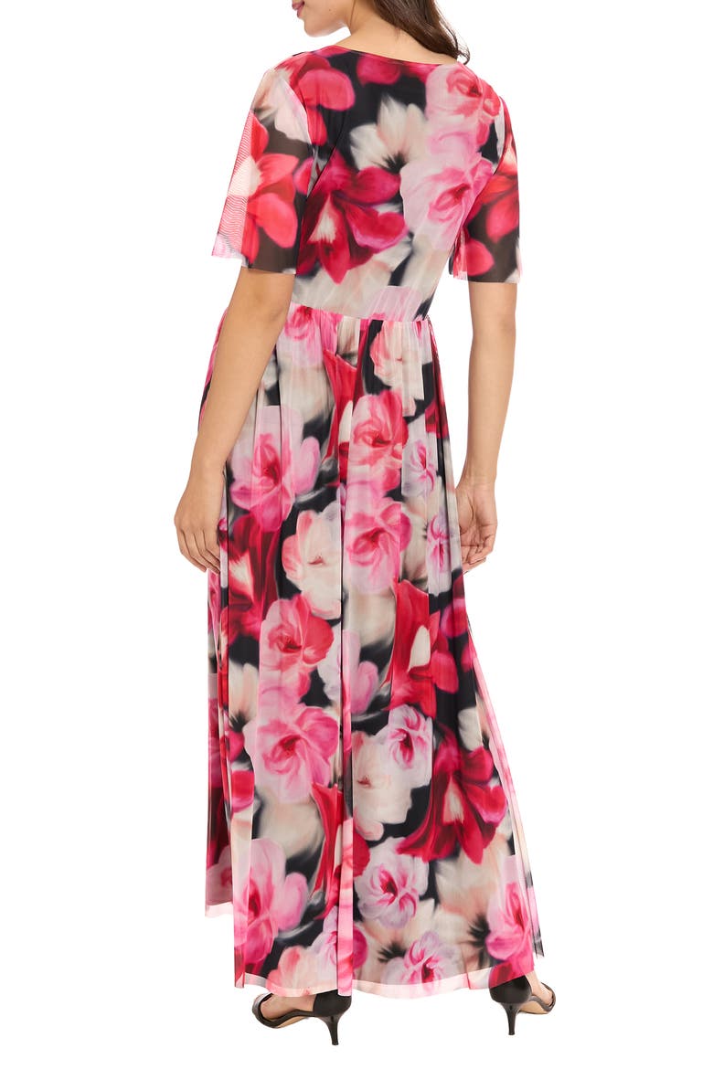 Smocked Maxi Dress, Alternate, color, BLACK/ CORAL