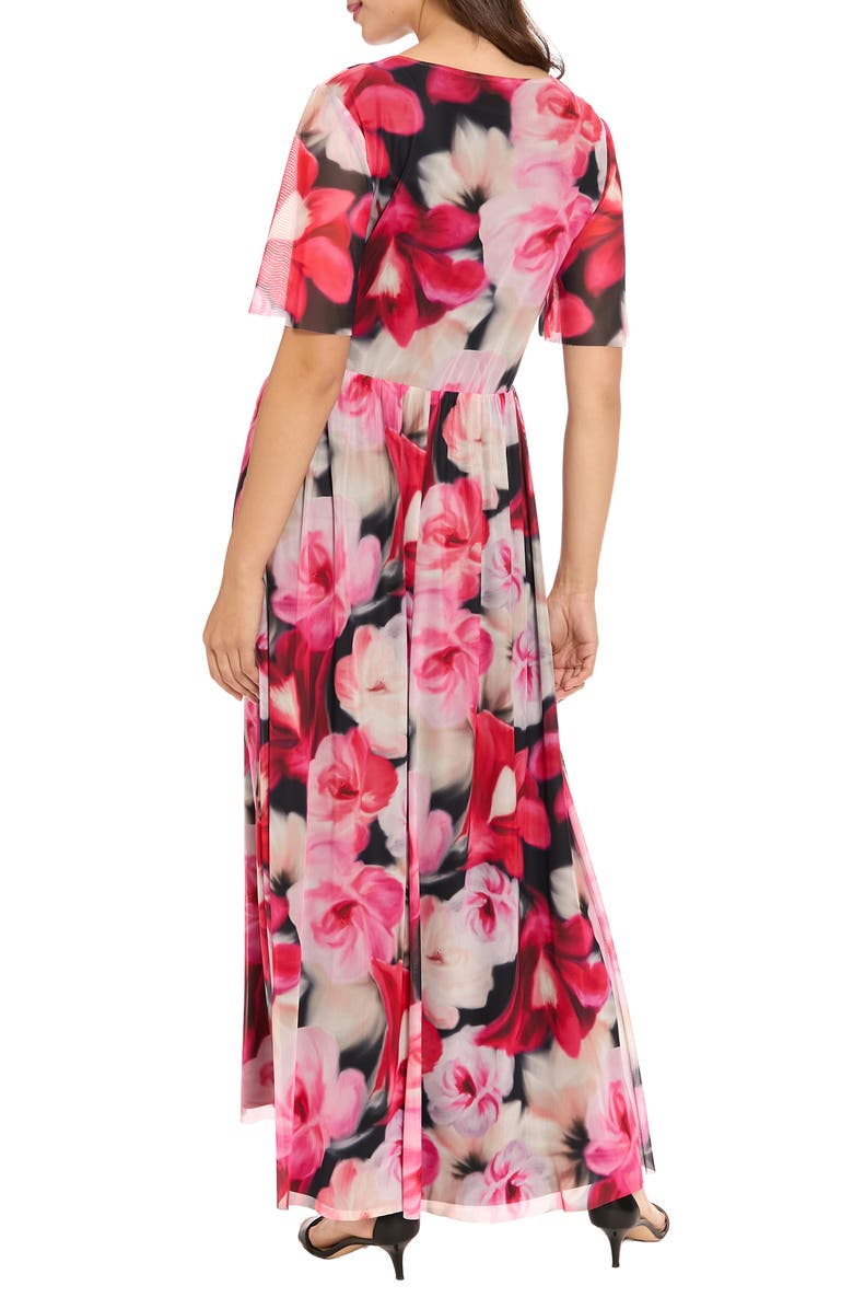 London Times Smocked Maxi Dress, Alternate, color, Black/ Coral