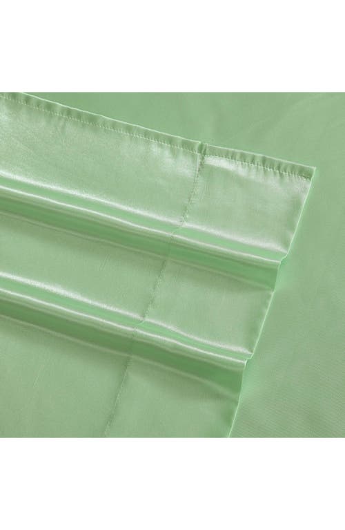 Betsey Johnson Solid Satin Sheet Set In Light Pastel Green