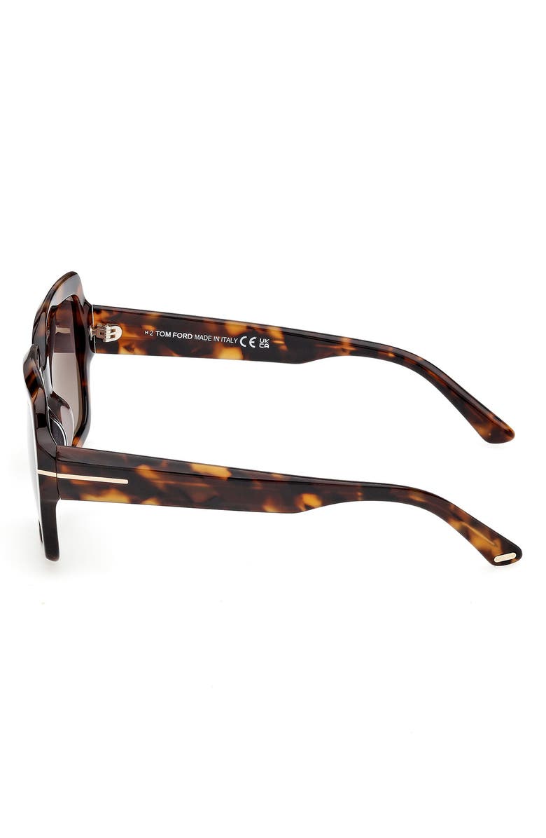TOM FORD Kaya 54mm Polarized Gradient Square Sunglasses, Alternate, color, Dark Havana/ Eco/ Polar