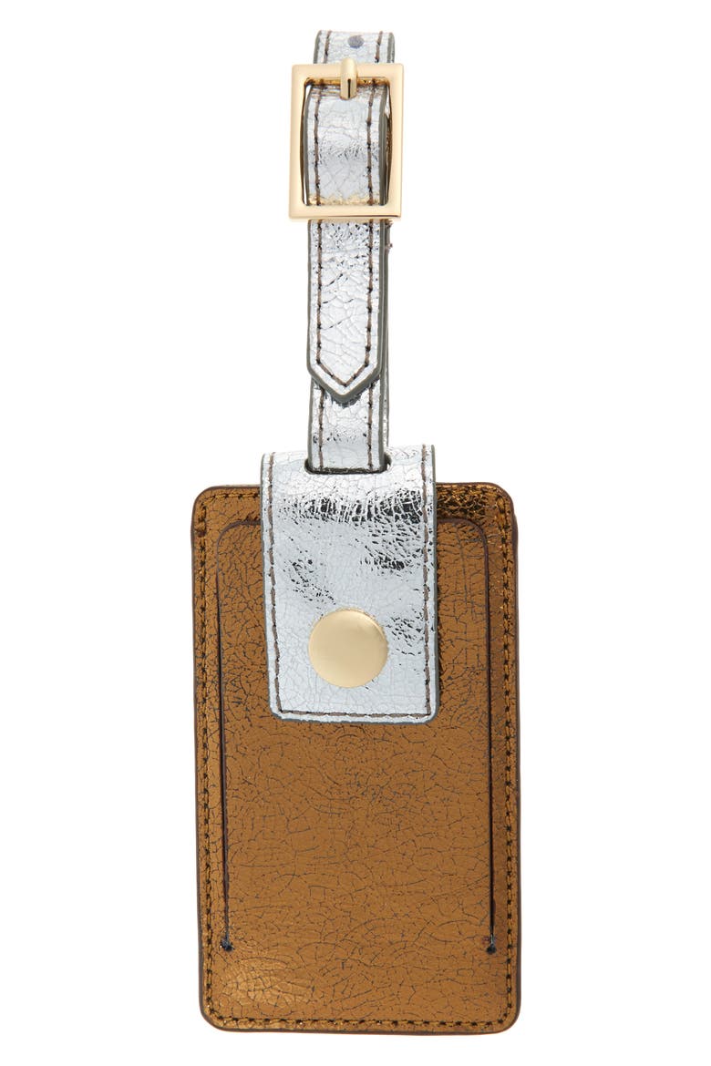 Metallic Leather Luggage Tag, Main, color, METALLIC COPPER