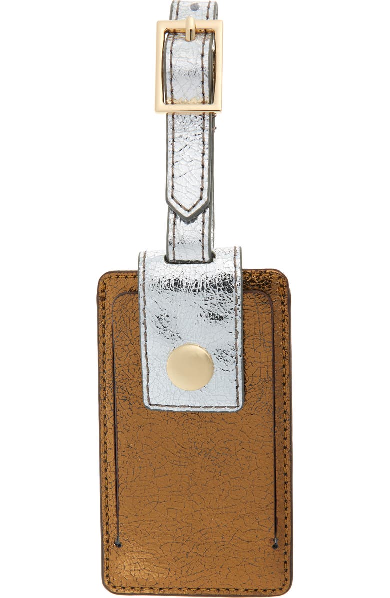 J.Crew Metallic Leather Luggage Tag, Main, color,