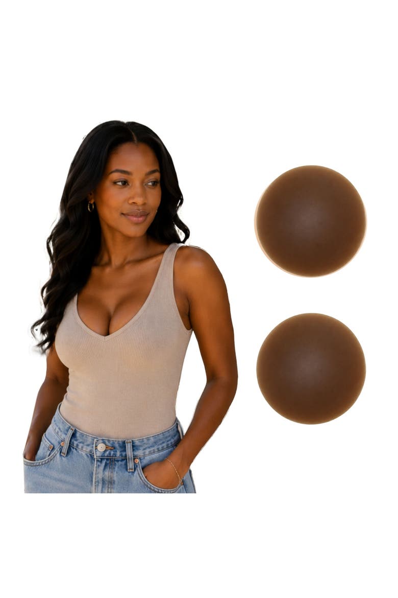 Skingrip Circle Reusable Silicone Breast Petals Nipple Covers, Alternate, color, Espresso
