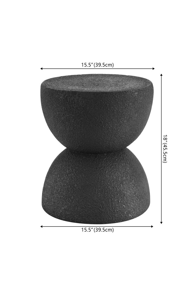 JONATHAN Y Greta 18" Mid-Century Modern Drum Indoor/Outdoor Accent Table, Alternate, color, Black Frosted