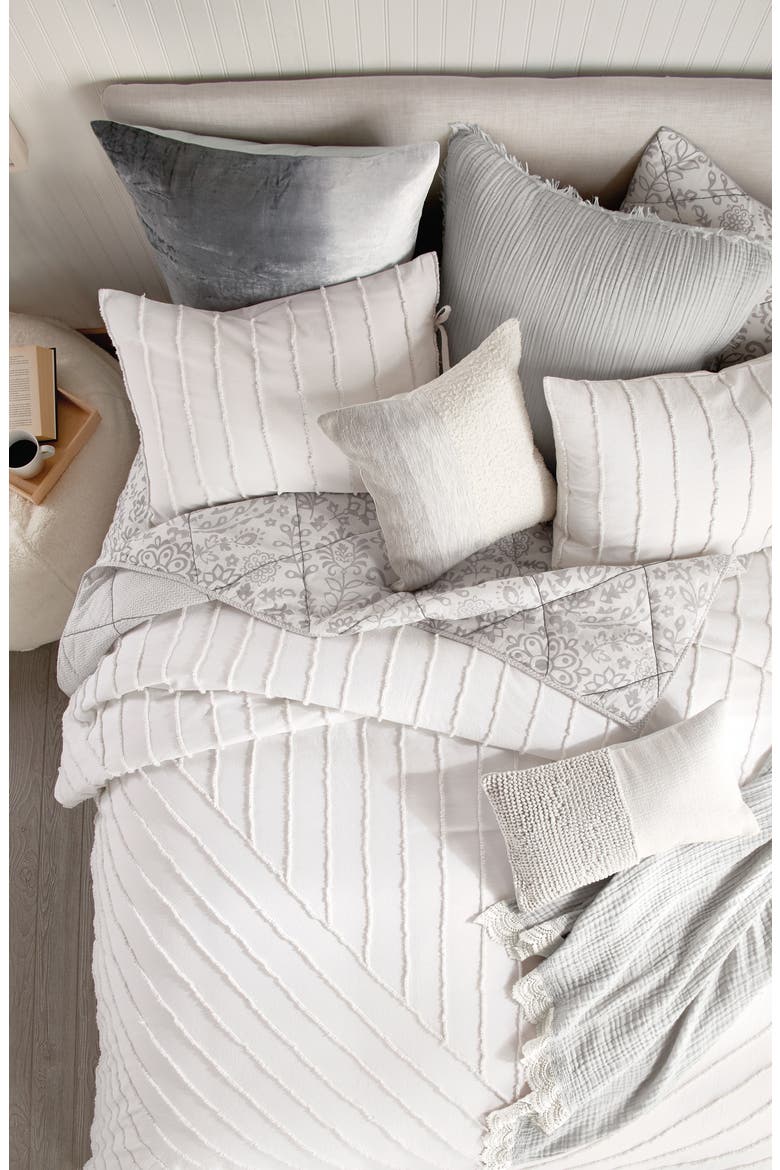Linear Loop Comforter & Sham Set, Alternate, color, WHITE