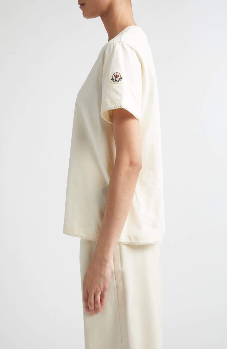 Moncler Scalloped Trim Cotton T-Shirt, Alternate, color, White