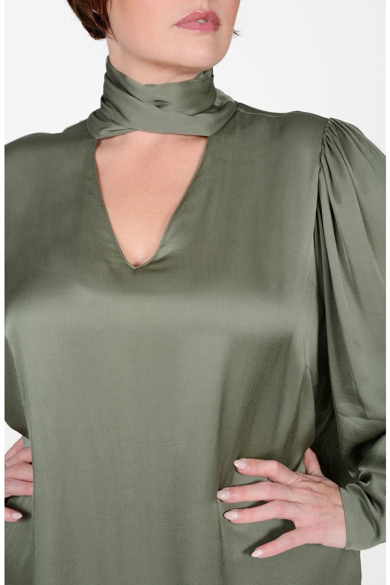 Mia Convertible Scarf Neck Blouse, Alternate, color, OLIVE