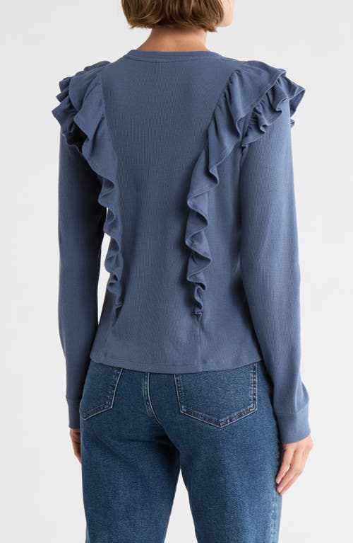 Melrose And Market Ruffle Shoulder Knit Top In Blue