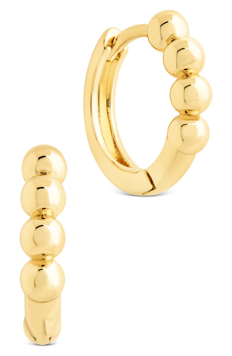 Sterling Forever Natalie Polished Sphere Huggie Hoop Earrings, Main, color, Gold