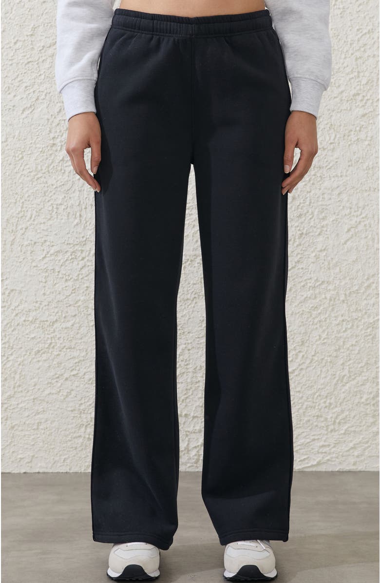 COTTON ON BODY Women's Active Plush Essential Straight Leg Sweatpant, Main, color, Black
