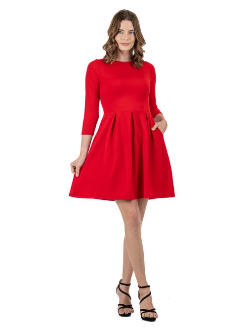 24seven Comfort Apparel Perfect Fit And Flare Maternity Pocket Dress In Red