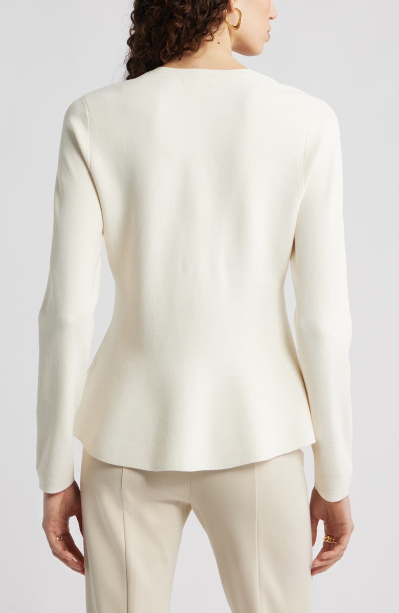 Nordstrom Flared Crewneck Cardigan, Alternate, color, Ivory Tofu