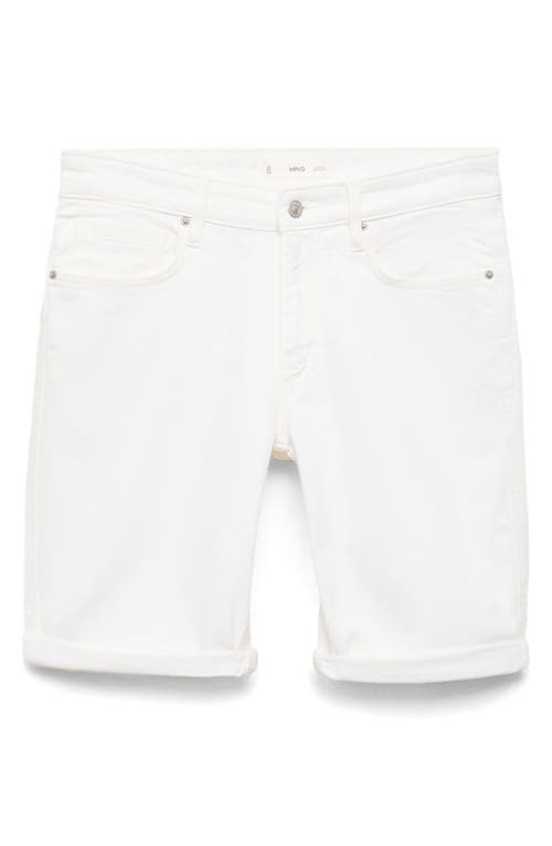 Mango Slim Fit Denim Bermuda Shorts In White