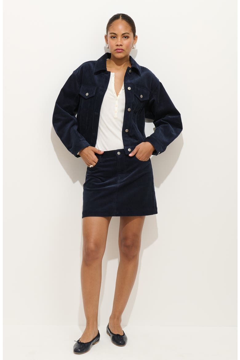 Camden Cotton Corduroy Miniskirt, Alternate, color, DARK NAVY