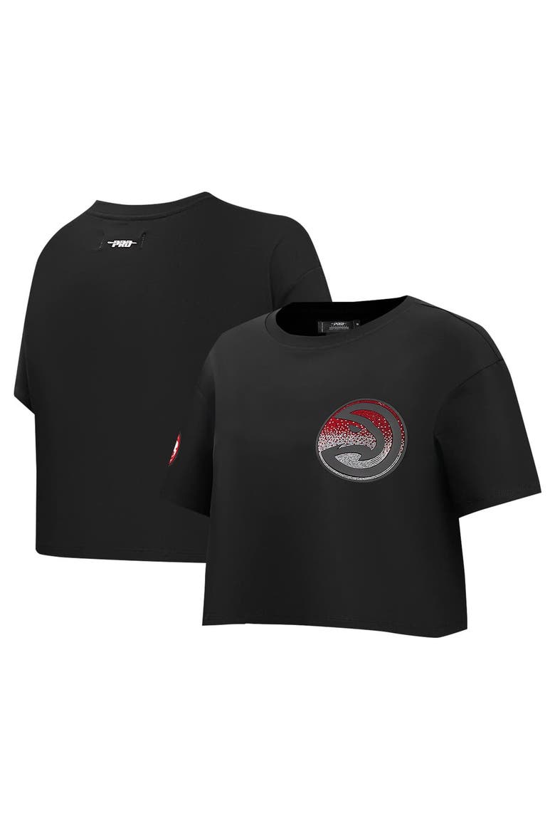 Women's Pro Standard Black Atlanta Hawks Jewels Boxy Cropped T-Shirt, Main, color, Black