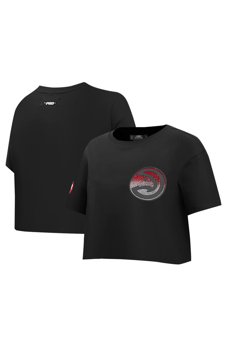 PRO STANDARD Women's Pro Standard Black Atlanta Hawks Jewels Boxy Cropped T-Shirt, Main, color, Black